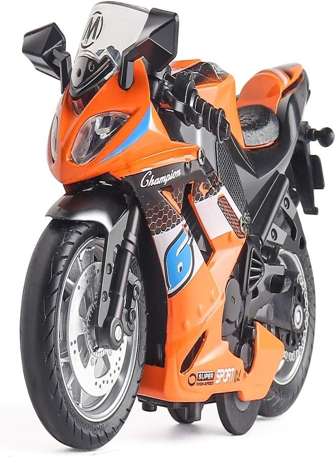 TONIRY Police Motorcycle Toy - Pull Back Motorcycle Toys, Tiny Gift with Music Lighting, Latte Motorcycles Toy for Kids Boys Age 3-8 Year Old [Multicolor] (New Sport Bike-Orange) - Image 2